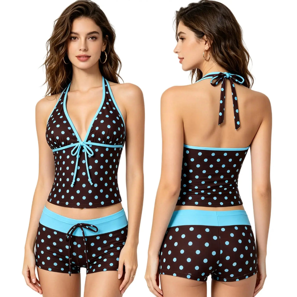 Women'S Swimsuit 2 Piece Polka Dot Tankini Swimsuit For Women Cute Bikini Top With Boyshorts Triangle Bathing Suit For Women - Matrix-studios.com