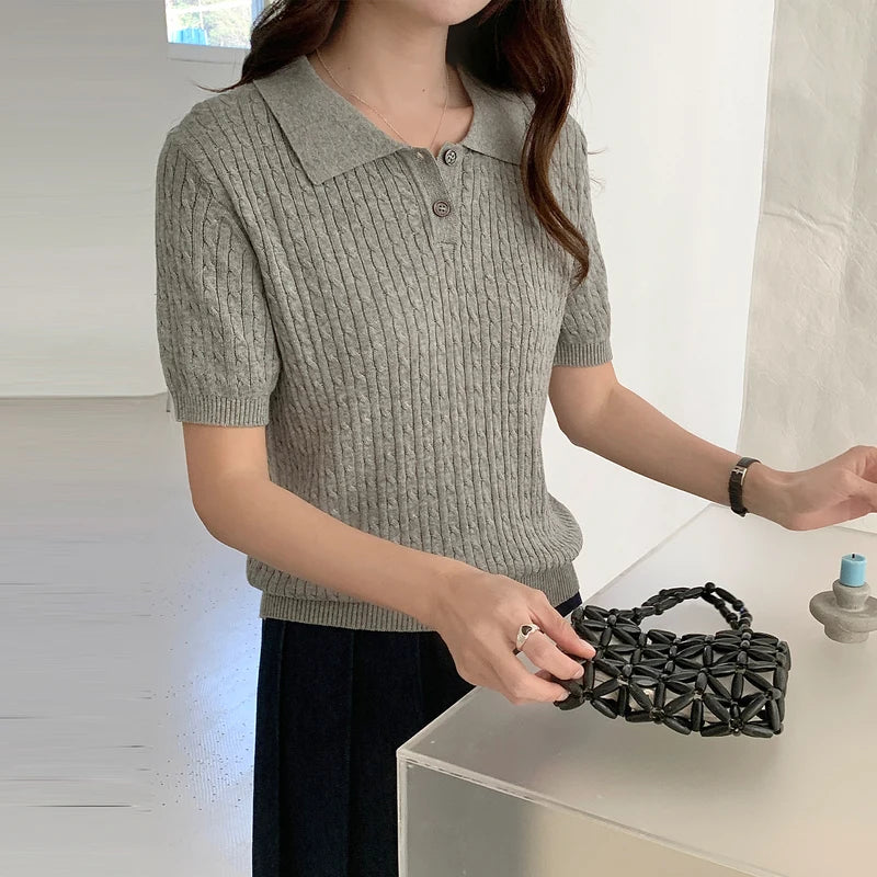 WinvyNee Women's Cotton T-shirts Summer Short Sleeve White Solid Slim Fit Y2k Polo Casual Pullovers Clothing Basic Tops A1522075 - Matrix-studios.com