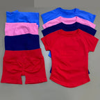 3 Pieces Gym Set Woman Seamless Short Sleeve Top Scrunch Gym Shorts Sport Strappy Bra Bodysuit Workout Suits Gym Clothes - Matrix-studios.com