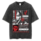 Anime Attack on Titan Vintage Washed Print T-shirt Mikasa Ackerman Eren Jaeger Wings of Freedom Logo Mens Summer Cotton T-shirts - Matrix Studios