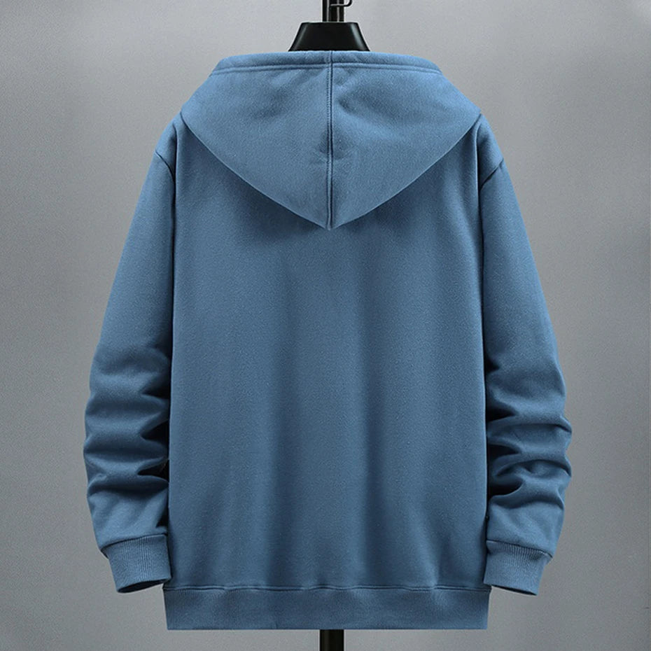 Plus Size 10XL 12XL Hoodie Men Autumn Winter Fleece Hoodies Solid Color Jacket Hoodies Big Size 12XL Blue Black Red Grey - Matrix Studios