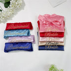 Bride Bridesmaid Wedding Robe Embroidery Kimono Bathrobe Gown Nightgown Casual Satin Short Women Sexy Nightwear Sleepwear - Matrix-studios.com