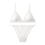 Women Triangle Bra and Panties Set Sheer Floral Lace Bralette Low-Rise Briefs Sexy Lingerie Set Removable Pads Ladies Underwear - Matrix-studios.com