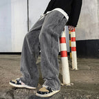 2025 New Streetwear Loose Jeans Men Korean Style Fashion Loose Straight Wide Leg Pants Men's Brand Clothing Black Light Blue - Matrix Studios