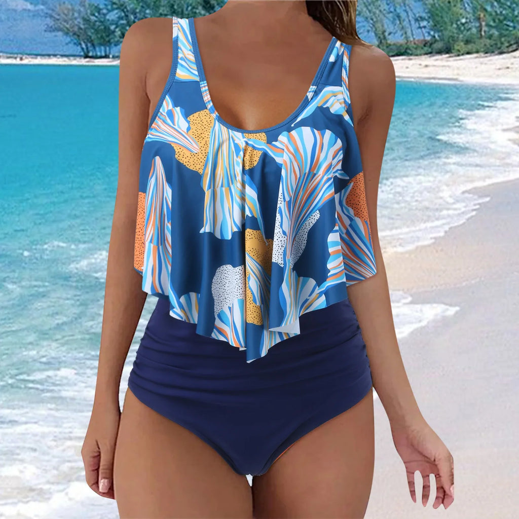 Swimsuits For Women Brazilian Bikinis Sets Two Piece Bikini High Waisted Bottom Bathing Suits With Ruffled Flounce Top Tankini - Matrix-studios.com