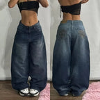 2025 Fashion New Oversized Pattern Printing Baggy Jeans Men Y2K Street Vintage Rock Casual Straight High Waist Wide Leg Trousers - Matrix Studios