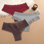 3Pcs/set Women Cotton Lace Panties Floral Intimate Underwear Trendy Patchwork Lace Briefs Female Soft Underpants Lingerie S-XL - Matrix Studios