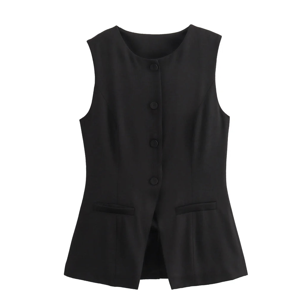 MUJER 2025 White Sleeveless Vest Women Button Summer Vests for Women Jacket Pink Vest Top Women Streetwear Women's Tailored Vest - Matrix Studios