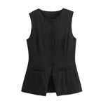 MUJER 2025 White Sleeveless Vest Women Button Summer Vests for Women Jacket Pink Vest Top Women Streetwear Women's Tailored Vest - Matrix Studios