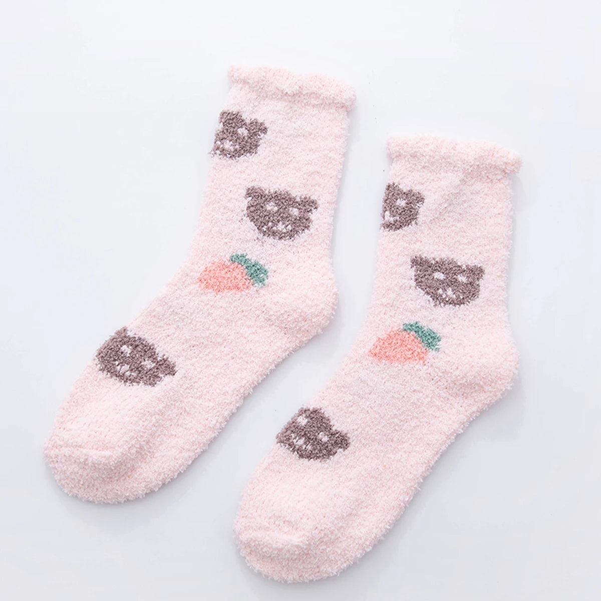 6/5/4/3/2/1Women's Warm Solid Color Floor Socks Non Slip Plush Knitted Coral Fleece Socks No Show Socks - Matrix Studios