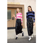 AP 2026 Autumn and Winter New O-neck Two Color Patchwork Sweater Stretch Skirt Leather Skirt Fashion - Matrix Studios