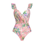 Women Swimwear Summer Floral Printed V-neck Swimsuit One-piece Bodysuit Bikini Set Beach Style Wear Maxi Dress Skirt Vacation - Matrix Studios