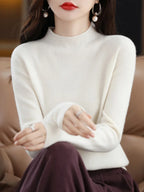 100% merino wool cashmere sweater women's sweater semi-high-necked long-sleeved pullover new warm pullover in autumn and winter. - Matrix Studios