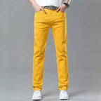 Men's Colorful Denim Stretch Stretch Jeans New Elastic Yellow Pink Red Slim Male Clothing Simple Business Denim Trousers - Matrix Studios