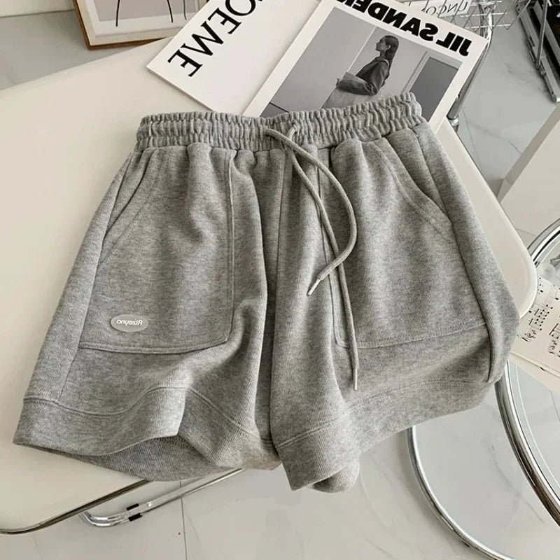 2026 Women's Comfortable Loose Wide-legged Drawstring A Pants Slim Waist Slim Fit Casual Home Versatile Sports Shorts New - Matrix Studios