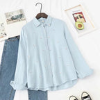 2026 Spring Autumn New Fresh Cotton Yarn Ladies Long Sleeve Shirt Flower Embroidered Women's Casual Shirt Female Blouse Clothes - Matrix-studios.com