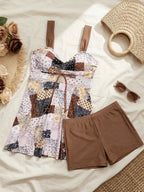 Black Dots Print Tankini Set 2026 New Two Pieces Swimsuits Plus Size Swimwear Women Bathing Suits Beachwear Bikini Swimdress - Matrix-studios.com