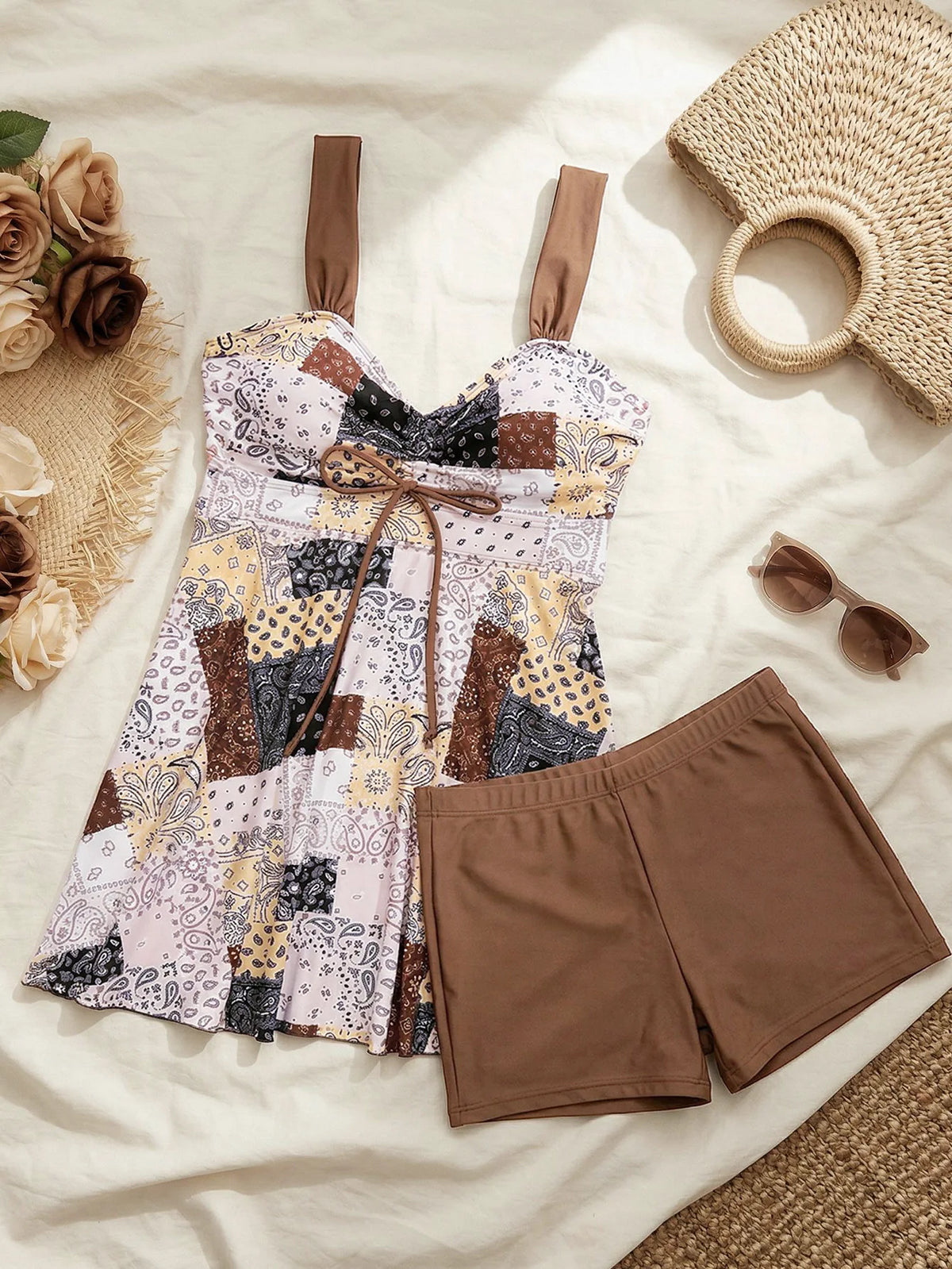 Black Dots Print Tankini Set 2026 New Two Pieces Swimsuits Plus Size Swimwear Women Bathing Suits Beachwear Bikini Swimdress - Matrix-studios.com