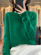 100% Merino Wool Sweater Women O-neck Cashmere Knitwear Female Pullover Autumn Winter Casual Tops Solid Color Soft  Clothing - Matrix Studios