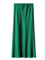 Brown Long Satin Skirts Women Luxury Maxi Autumn Summer High Waist Silk Black Skirt Long Straight Shining Beige Satin Skirt Maxi - Matrix-studios.com