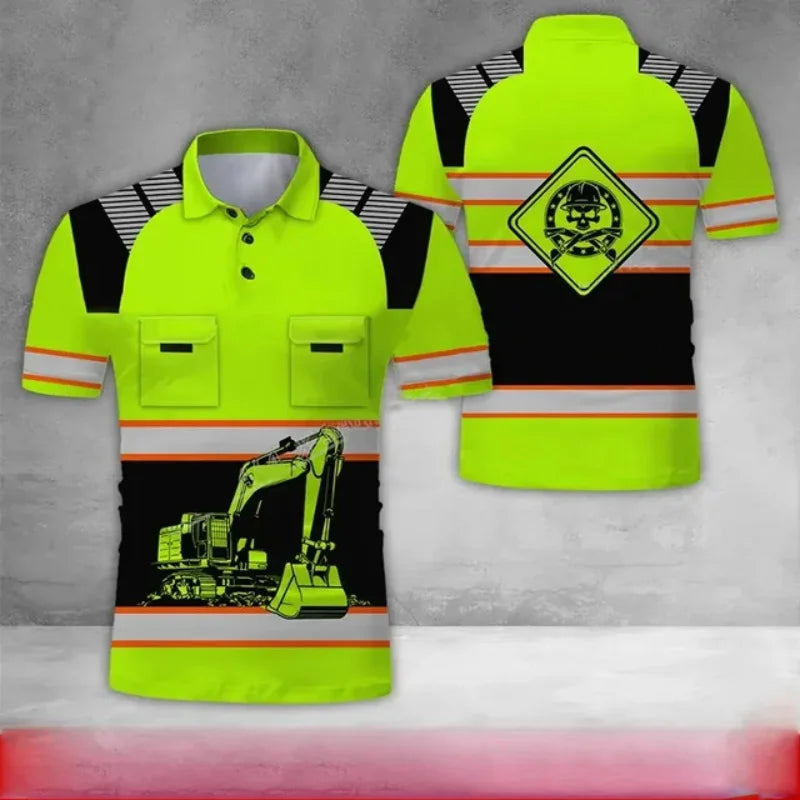 3D Printing Project Excavator Driver Uniform For Men Women Short Sleeve Plus Size Safety Work Clothes Polo Shirts Polo Hommes - Matrix-studios.com