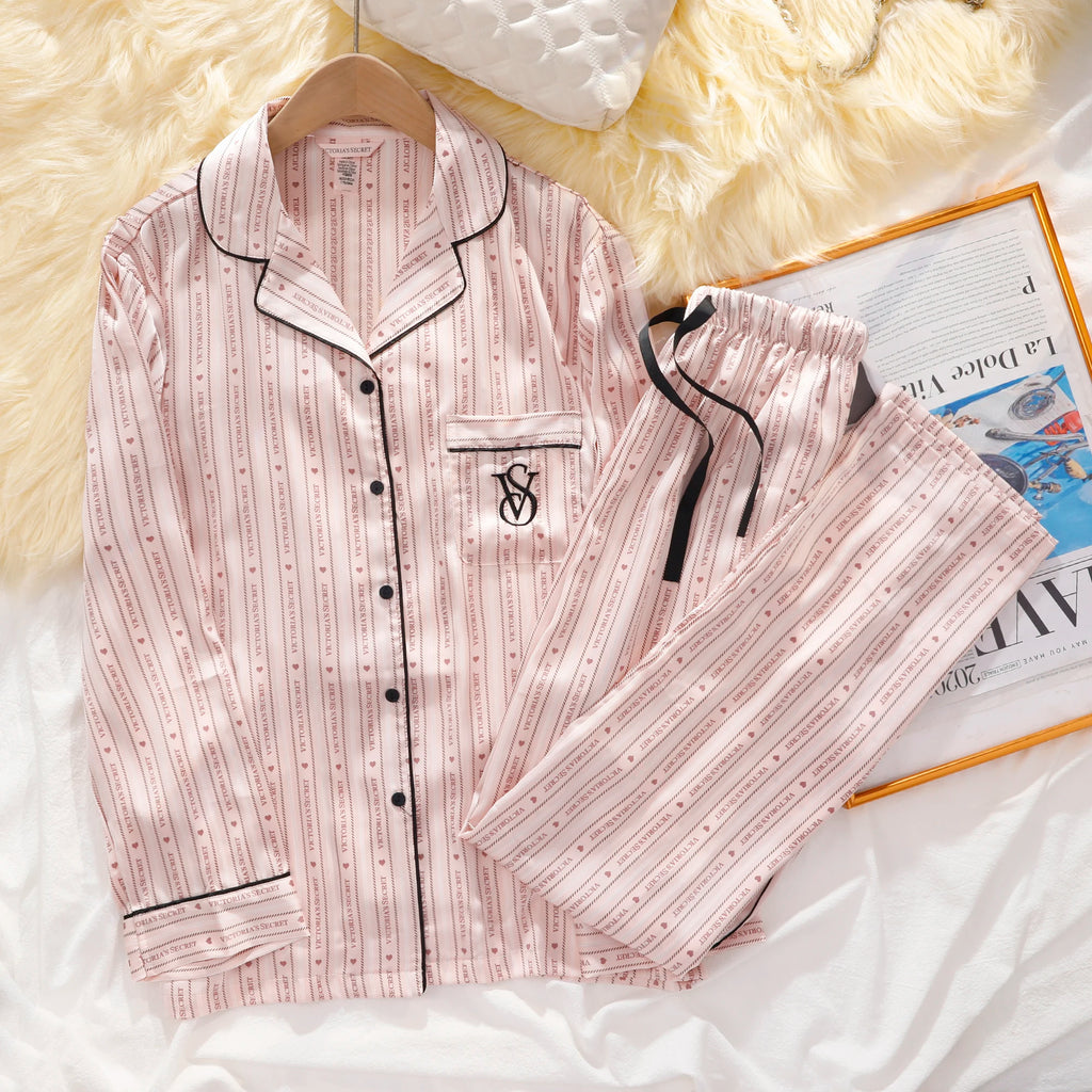 Victoria's Secret Soft Breathable Button Down Pyjama Suit Womens Silk Satin Pajamas Set Short Sleeve Shorts Sleepwear Loungewear - Matrix-studios.com