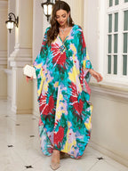 Kaftan Dresses for Women Wave Neck Swimsuit Cover Up Caftan Dress Plus Size Oversized Long Beach Dress - Matrix Studios