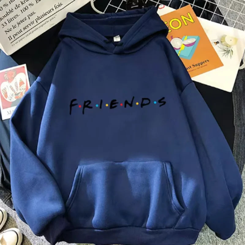 Women Friends Print Hoodie Long Sleeve Pullover Fashion Clothing Casual Solid Color Female Spring Autumn Fashion Streetwear - Matrix Studios
