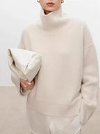 Thickened turtleneck 100% pure cashmere sweater women's loose lazy knit silhouette sweater European products - Matrix Studios
