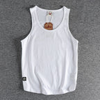 Summer New American Sleeveless O-neck Solid Color T-shirt Men's Fashion 100% Cotton Washed Casual Sports Fitness Basketball Vest - Matrix Studios