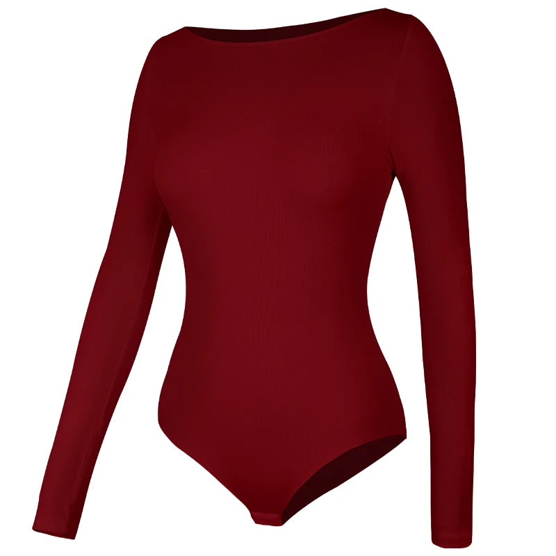 Women's Round Collar Elastic Bodysuit Long Sleeve Jumpsuit Shapewear Shaper Lady Sexy New Female Warm Clothes Autumn Winter - Matrix Studios