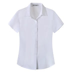 Women's Short-sleeved Slim-fitting White Large Size Business Wear Short-sleeved Women Shirt Women Tops Blouse Women - Matrix-studios.com