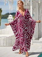 Plus Size Womens Animal Print Kaftan Dresses Caftans Swimwear Coverups Summer Bathing Suit Long Beach Dress - Matrix Studios