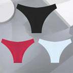 3Pcs Ultra-thin Seamless Silk Underwear Women's Panties Sexy Low-Waist Stretch Bikini Solid Color Briefs Lingerie XS-XXL Fashion - Matrix Studios