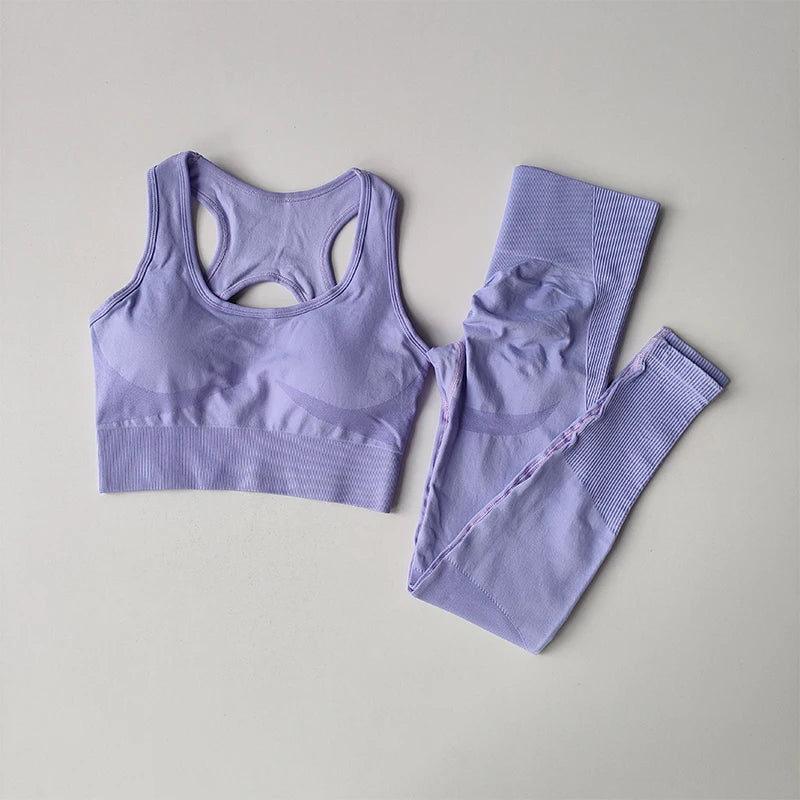 2PCS Sports Bra Women's Set Professional Fitness Tank Top Bra Shockproof Running Leggings Yoga Suit Beautiful Back Bra Clothing - Matrix-studios.com