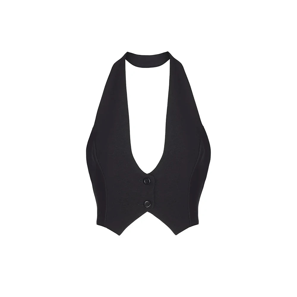 Bornladies Summer New Sexy Backless Neck Hanging Vest Women's Solid Color Lace Up Hot Girl Sleeveless Tanks Female Fashion Camis - Matrix-studios.com