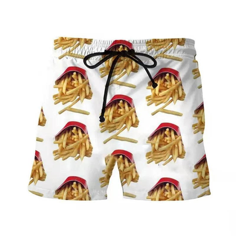 Funny Fatty Beef Hot Dog Men's 3D Print Short Pants Street Hip Hop Beach Shorts Skateboard Swimming Shorts Women Short Trunks