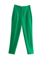 Willshela Women Fashion Straight Pants High Waist Front Zipper Trousers Vintage Full Length Female Chic Lady - Matrix-studios.com