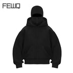 Unisex Plain Hooded Zip Up Sweatshirt Autumn Winter Ins Style Couple Matching Pullover Jacket - Matrix Studios
