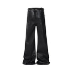 Streetwear Black Wax Leather Strecth Jeans for Men Ropa Hombre Baggy Y2k Flare Pants Oversized Straight Denim Trousers - Matrix Studios