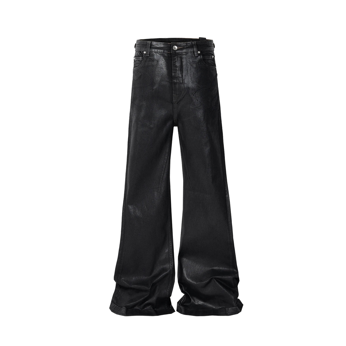 Streetwear Black Wax Leather Strecth Jeans for Men Ropa Hombre Baggy Y2k Flare Pants Oversized Straight Denim Trousers - Matrix Studios