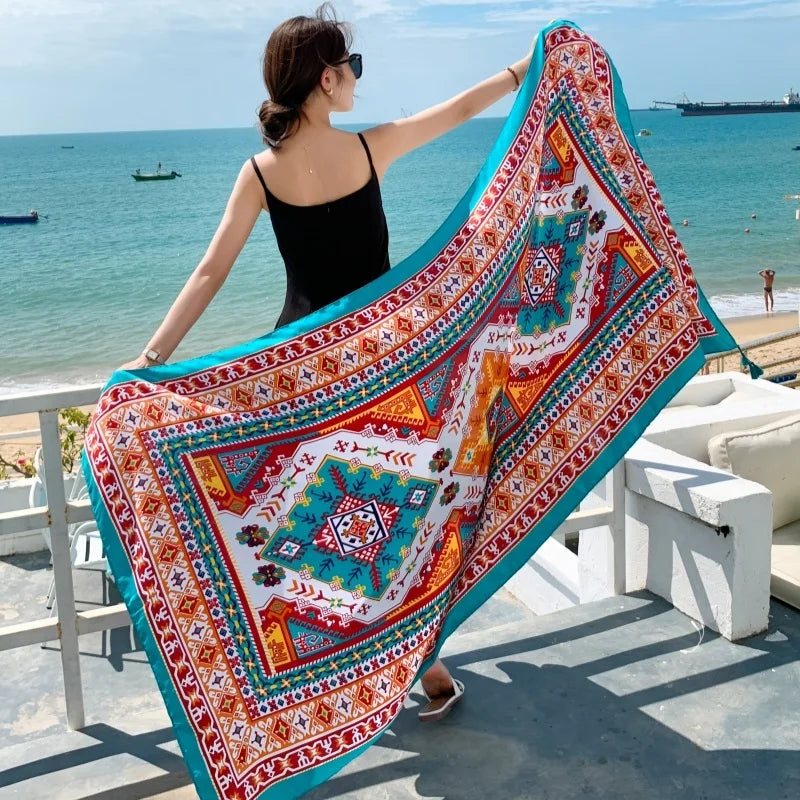 23 Styles 90x180cm Travel Beach Pareo Sunscreen Cover-Ups Women Large Dress Bikini Bathing Brazilian Swimwear Sarong Wrap Scarf - Matrix Studios