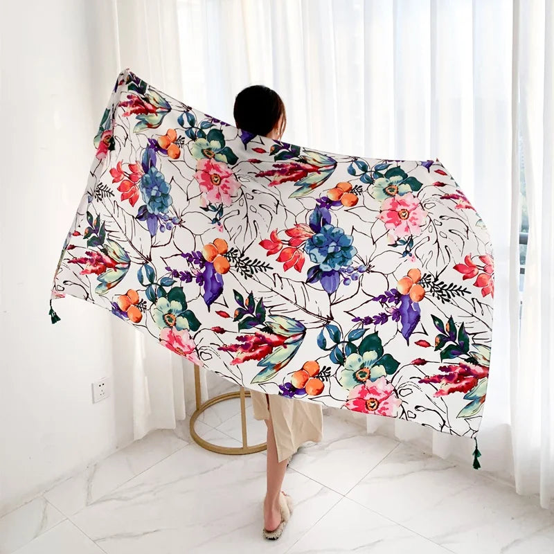 20 Styles 90x180cm Cotton Linen Summer Beach Dress Bikini Cover-ups Sarong Wrap Scarf Women Brazilian Swimsuit Bathing Cover Up - Matrix Studios