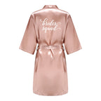 Rose Gold Satin Team Bride Bridesmaid Robe Wedding Bathrobe Gown Women Dressing Sleepwear Mother Maid of Honor Kimono - Matrix-studios.com
