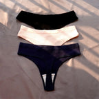 3 Pcs Seamless Ladies Ribbed Cotton Thong Simple Women's Low Waist Bikini Briefs Sports Girls Underwear Plus Size - Matrix Studios