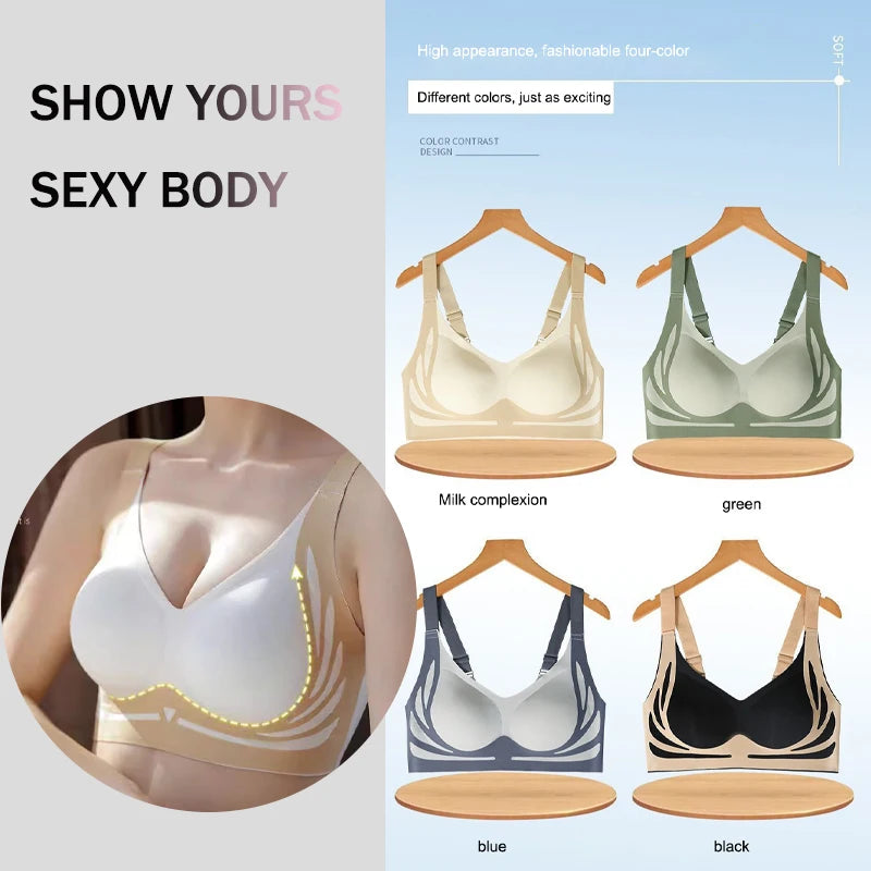 1/2Pcs/Set Women Push Up Bras Seamless Comfortable Angel Wings Bras Set Trendy Soft Breathable Underwear Female No Wire Lingerie - Matrix Studios
