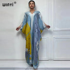 WINYI summer kaftan kuwait Women Boho print Beach Maxi Dress abaya dubai luxury abaya muslim woman dubai Fashion evening dress - Matrix-studios.com