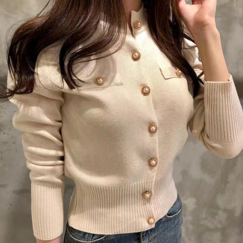 2026 Autumn Long Sleeve Fashion Women Cardigans Sweater Knitted Coat Short Casual Single Breasted Korean Slim Chic Ladies Tops - Matrix-studios.com