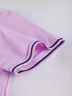 Stripe Solid Color Polo Shirts Sport All-Match Women Short Sleeve Collar Y2K Street T-Shirts  Summer Comfortable Woman Tops - Matrix-studios.com