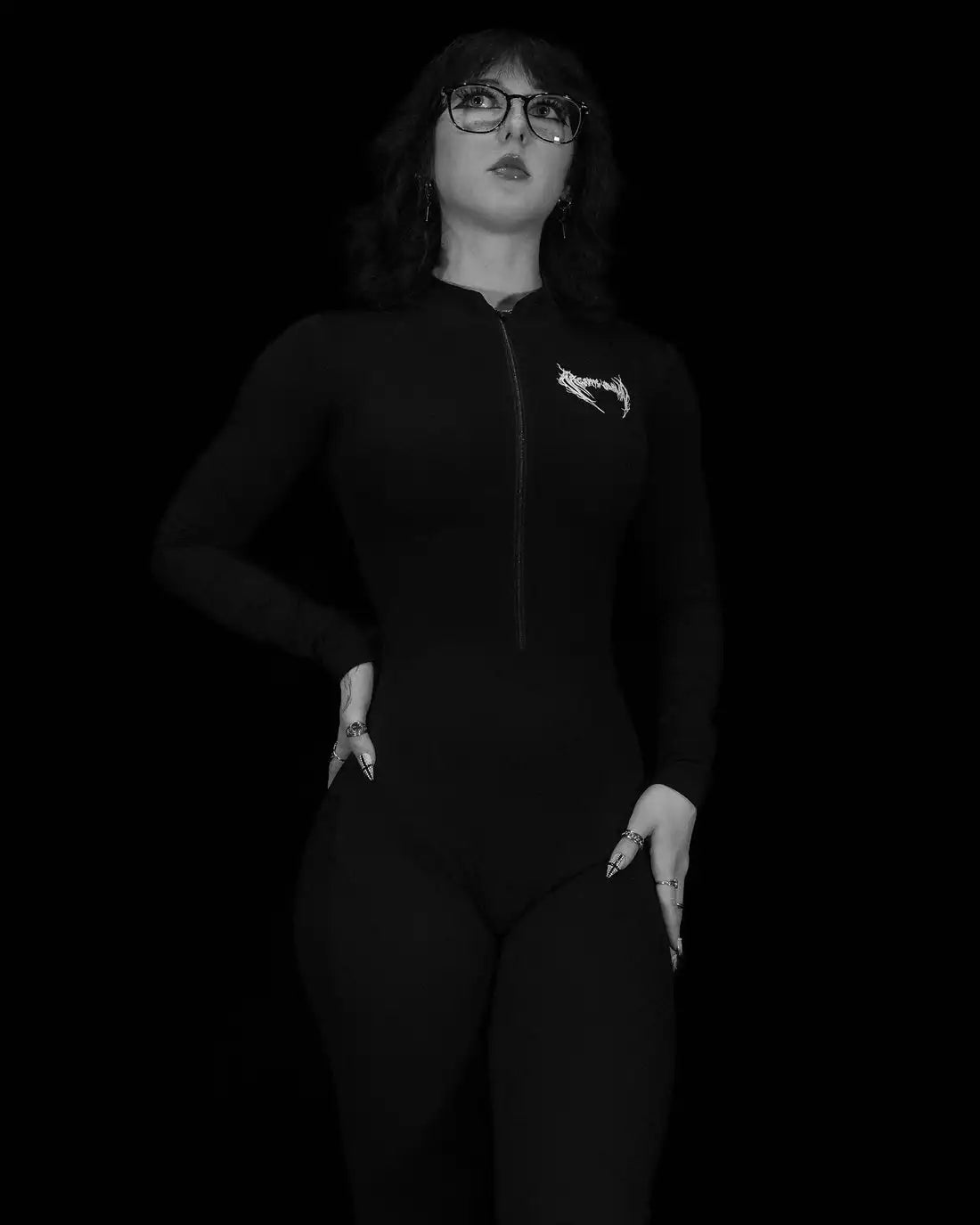 European and American popular zippered long-sleeved trouser jumpsuit slim fit hip-lifting sportswear yoga wear - Matrix Studios